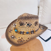 Chapeau de plage en plein air, chapeau de paille de Cowboy, chapeau haut-de-forme, protection solaire