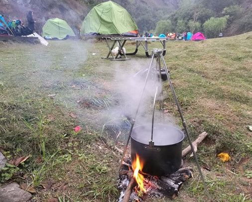 support de feu de pique-nique, trépied en alliage d'aluminium