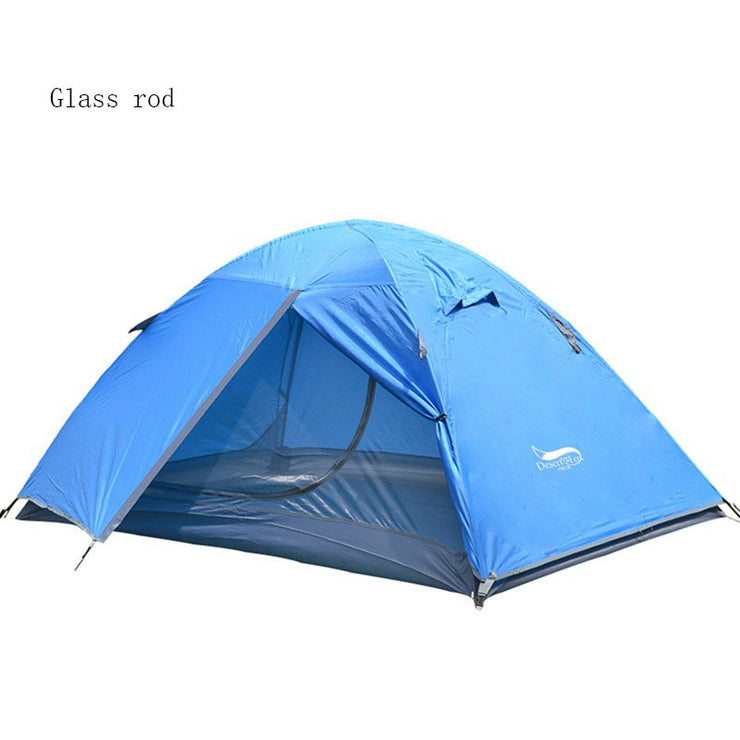 Tente de Camping légère Double couche en fibre de verre, tente de voyage Portable étanche pour 2 personnes